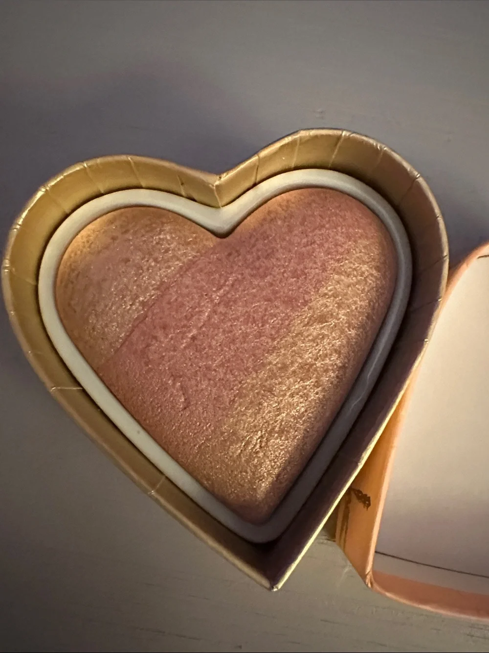 Too Faced Peach Heart Compact with Gold Details